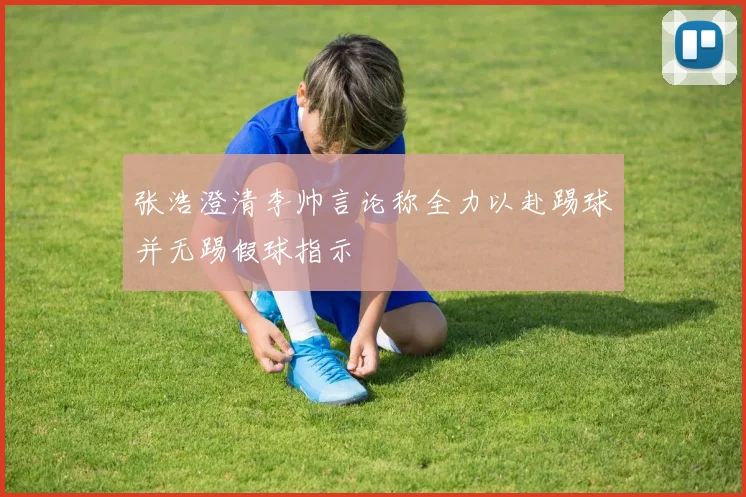 张浩澄清李帅言论称全力以赴踢球并无踢假球指示